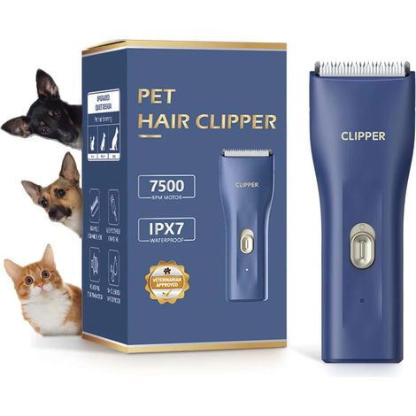 Kit de tondeuse pour chiens à poils épais, silencieux, sans fil, rechargeable, pour petits et grands chiens. (1/5)