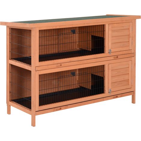 Gabbia a due livelli per piccoli animali in legno 136,4 x 50 x 93 cm arancione MODENUIT (1/4)