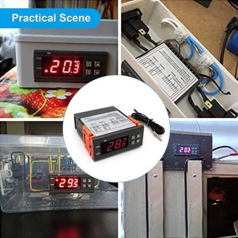 Regulateur de Temperature Numérique 10A D'affichage à LED Temperature Controller Thermostat Regulateur avec Capteur (DC 110-220v)