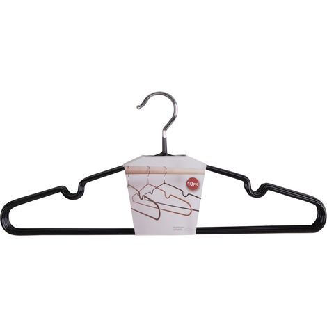 Massa Kleiderbügel mit Beschichtung, Set von 10 schwarz. (1/5)