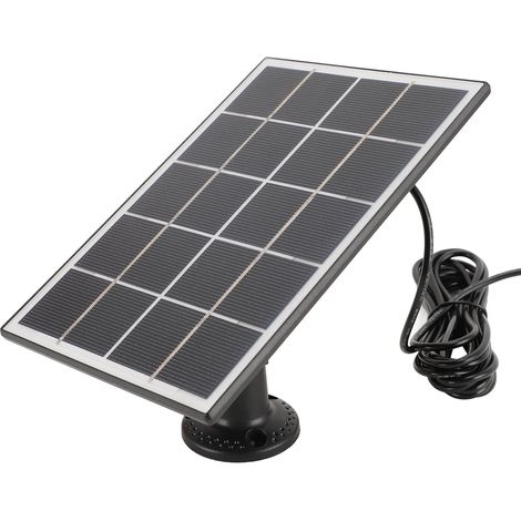 Chargeur solaire mural pour caméra de sécurité, panneau solaire monocristallin 3W 5V pour sonnette vidéo 4 3 Plus 2, noir (1/5)