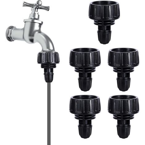 Raccord de tuyau d'irrigation goutte à goutte à un robinet : raccord de robinet 3/4 pouce vers raccord de tuyau d'irrigation 1/4 pouce (1/5)