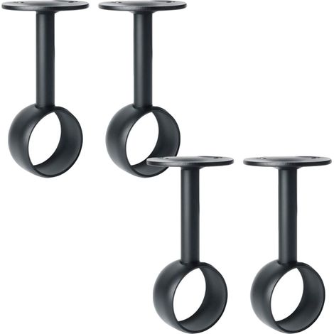 Support de Tringle à Rideaux Support Tringle Penderie avec Vis Support de Plafond pour Rideau et Armoire, Noir Mat en Acier Inoxydable, Diamètre 32 mm, 4 Pcs (1/4)