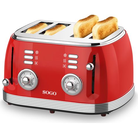 Tostador Retro Sogo TOS-SS-5465 1500W 4 Ranuras Cortas Rojo (1/4)