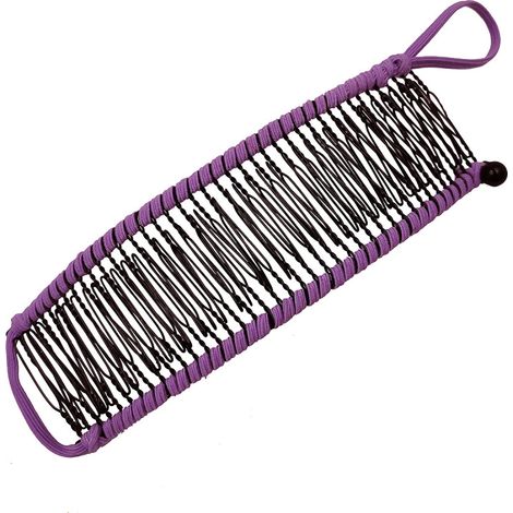 Pinza para el cabello tipo banana extensible, peine doble, accesorio para cabello grueso y elástico, 40 dientes, pinza para el cabello morada para mujer