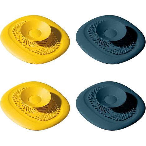 4 bouchons d'évier de cuisine, bouchons de baignoire universels en silicone avec filtre, accessoires de bain pour la cuisine et la salle de bain (1/5)