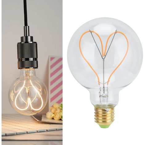 Ampoule LED rétro G95 en forme de cœur, culot E27, 4W, 110V, dimmable, pour chambre ou café, lumière chaude (1/5)