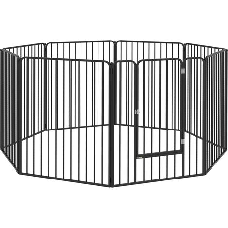 Gabbia cane 8 pannelli modulari, uso interno/esterno, 9 picchetti, acciaio, 164x164x100 cm, nera