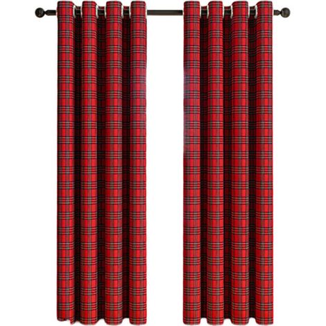 Rideaux à Motif Vichy et Tartan Écossais - Panneau Décoratif pour Fenêtre - Filtre Lumière - Style Maison de Campagne (1/4)