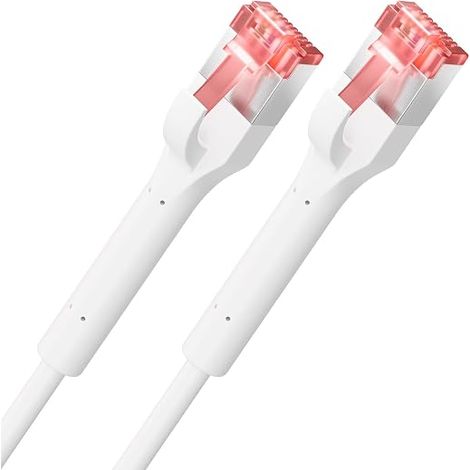 5 m CAT6a SLIM Patch Cable Copper Network Gigabit Ethernet RJ45 POE CAT 6 LAN Patch Panel PC Router Modem TV Switch Laptop White (1/2)
