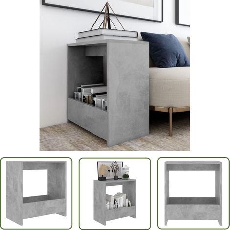 The Living Store Beistelltisch Betongrau 50x26x50 cm Holzwerkstoff - Beton Tisch - Wohnzimmermöbel - Sideboard - Nachttisch - Regal (1/5)