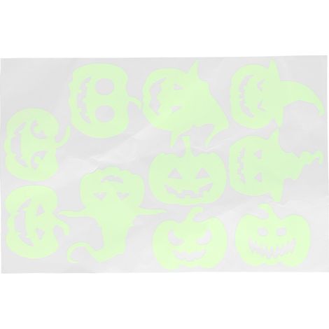 Autocollant mural phosphorescent Halloween adhésif décoratif sorcière citrouille (1/5)