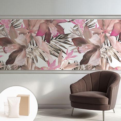 Papier peint intissé décoratif pour chambre et salon Design moderne à poser facilement - Colle incluse gratuite Fleurs exotiques 250x104 cm (1/5)
