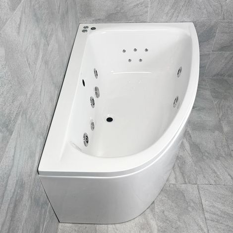 Cora Right Hand Offset Corner Bath 1500 x 1000mm Whirlpool Jet & Light Options, 11 Jets