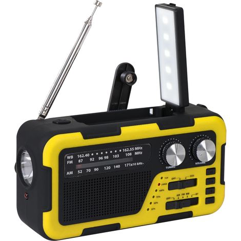 Radio à Manivelle et Solaire pour Extérieur - Lampe Torche, Enceinte sans Fil Étanche - Camping Randonnée, Cadeau Famille