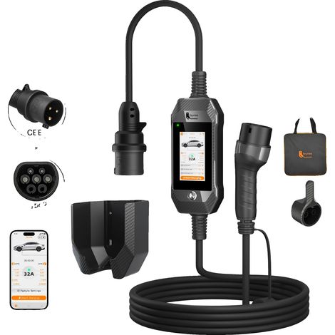 Tragbares EV-Ladegerät, WiFi-Steuerung, langlebiges Design, Technisches Grau (1/2)