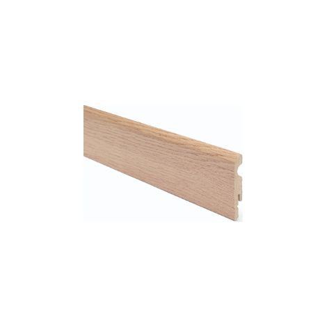 CONF. 10 PZ BATTISCOPA PASSACAVO LISCIO MDF MISURE 10X65X2400 MM FINITURA ROVERE SBIANCATO