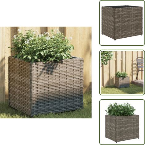 Jardinière gris 36x30x32 cm résine tressée - Jardinieres Exterieures - Pot De Fleurs Extérieur - Jardinière Design - Jardinière Grise - Jardinière Résine Tressée (1/5)