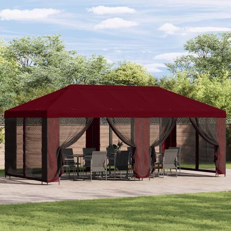 Gazebo de Jardín 6 x 3 m Burdeos Poliéster y Acero 190
