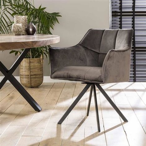 Set mit 2 Lino-Esszimmerstühlen Samt Anthrazit drehbar (1/5)