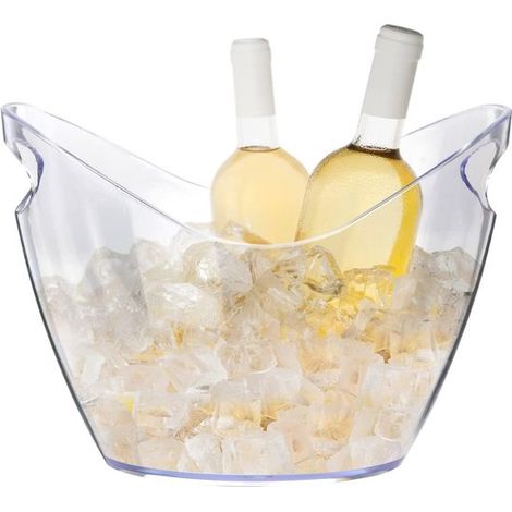 Cubitera para vino - Cubeta de plástico - Enfría bebidas - Asas integradas - Capacidad de 4 litros - Transparente (1/5)