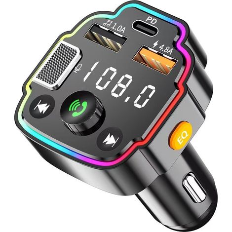 Q8 Auto-MP3-Bluetooth-Player mit Speicherkarte/USB-Stick, verlustfreie Audioqualität, Freisprechfunktion und FM-Transmitter – Gerät ohne Verpackung + Bedienungsanleitung in Luftpolsterfolie
