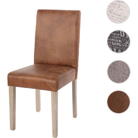 Chaise de salle à manger Littau, chaise de cuisine, tissu/textile - crème d'écriture, pieds marron (1/5)
