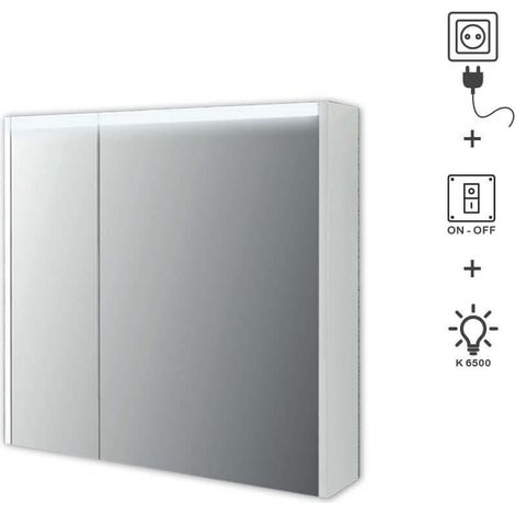 Specchio 2 ante illuminazione led Made in Italy 84218 Bianco Opaco (1/4)