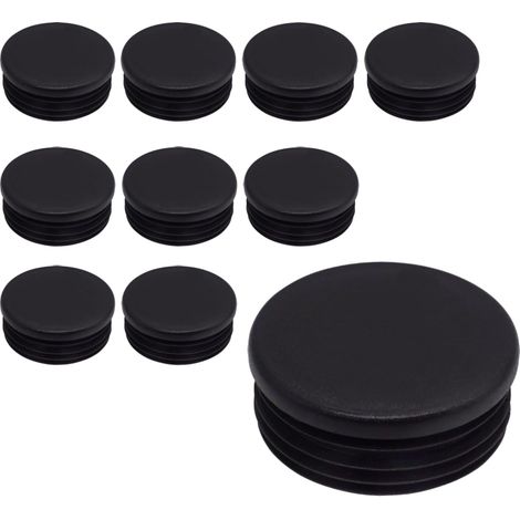 10 Bouchon de tube, Rond 60 mm, Plastique noir RAL 9005, Pour poteau clôture, Extérieur et industrie (1/5)