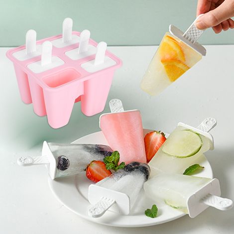Moules à glace en silicone rose pour la maison, outil de moulage DIY avec poignées, accessoires de cuisine, 6 moules à glace (1/5)