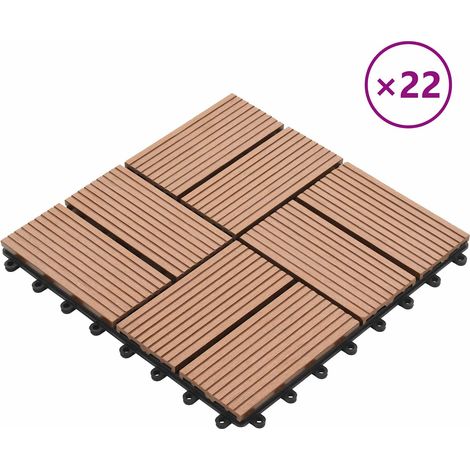 Dalle de terrasse carrelage sol emboîtable WPC composite marron 30 x 30 cm lot de 22 (1/5)