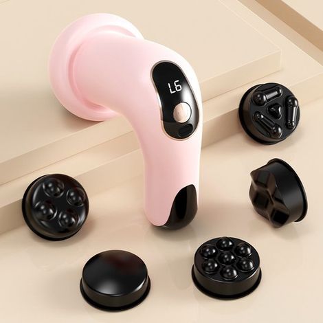 Masajeador abdominal inalámbrico – Masajeador portátil recargable – 6 niveles de intensidad – Para el hogar y los viajes – 5 cabezales de masaje (1/3)