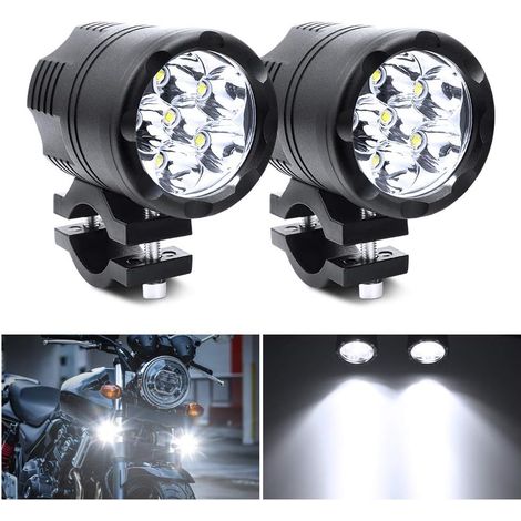 Feux Antibrouillard LED Moto,6 LEDs Phare Moto Feux Additionnels LED Phares Avant Anti Brouillard Projecteur Spot Etanche pour 12-24V Véhicules Vélos Voitures Camion (1/5)