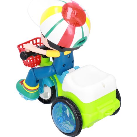 Tricycle électrique acrobatique pour enfant, véhicule rotatif à 360° avec effets lumineux et sonores (vert) - Tricycle pour petit garçon