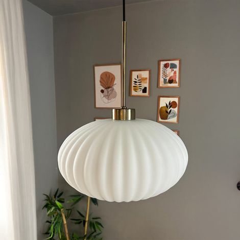 Bamyum Elegant Suspension Luminaire Verre Rétro en Metal de 30 cm, Lustre de Salon Vintage, Éclairage de Plafond pour Chambre et Cuisine (1/5)