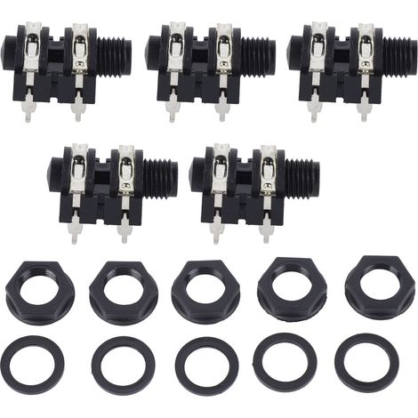 Prise Jack 6,35mm 4 broches stéréo, lot de 5, entrée 6,5mm, transmission stable, facile à utiliser pour micro et guitare électrique, connecteur femelle (1/5)