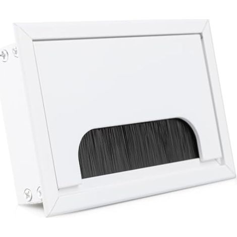 Rechteckige Kabeldurchführung – 1 Stück – Gebürstetes weißes Aluminium – Integriertes Kabelmanagement – Büro und Zuhause – 80 x 120 mm (1/4)