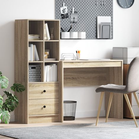 Schreibtisch mit Schubladen mit Regal 2 pcs Sonoma-Eiche