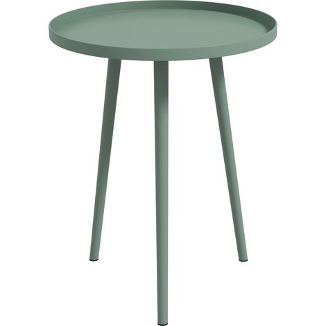 Table d'appoint jardin verte, acier, Ø40×50 cm, résistante aux intempéries. Supporte 20 kg, idéale balcon/terrasse.