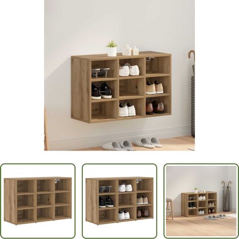vidaXL Meuble de rangement - Cabinet à chaussures Chêne artisanal 77,5 x 30 x 51 cm (1/5)