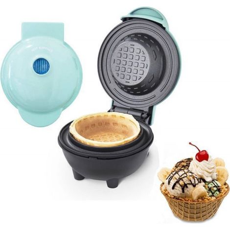 Machine à Gaufres 350W pour le petit déjeuner avec revêtement antiadhésif, Mini gaufrier pour coupes de crème glacée et desserts (1/4)