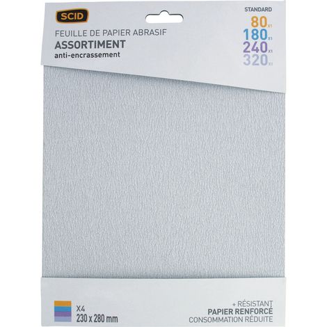 Carta di corindone anti-incrostante 230 x 280 mm 80 x 1 / 180 x 1 / 240 x 1 / 320 x 1 4