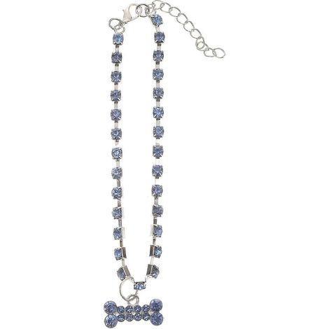 Collar para perro con diamantes de imitación, collar para perro decorativo, 2 piezas, azul, ajustable. (1/5)