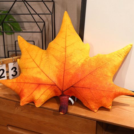 Coussin Forme Feuille - 50 x 40 cm - Imprimé Double Face - Polyester - Décoration Salon Canapé - 1 Pièce (1/5)