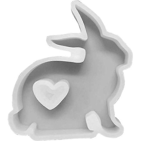 Moule en silicone lapin en forme de cœur pour bougie de Pâques, bougie parfumée artisanale (1/5)