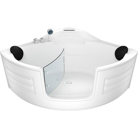 Pool Badewanne Eckwanne Wanne S70-EH 150x150cm mit Tür Walk-in-Pool