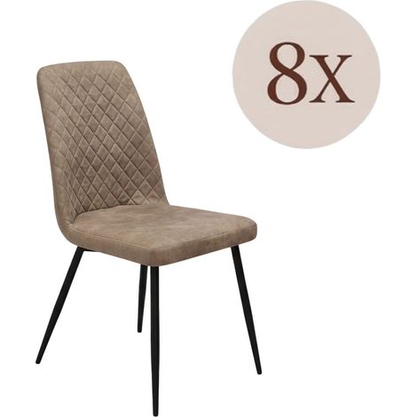 Vendone Stuhlset, 8 Stühle, Gepolstert, Samteffekt, Braun
