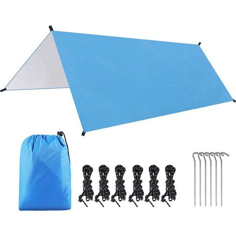 Voile d'ombrage 3x3m imperméable rectangulaire AIDUCHO, toile anti-UV résistante à l'eau avec piquets et cordes, filet de protection solaire pour terrasse, patio, jardin extérieur. (1/2)