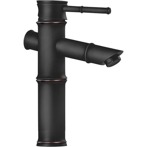 Moderne Einhebel-Waschtischarmatur mit einem Loch, Warm- und Kaltwasseranschluss, (Schwarz, 2C)