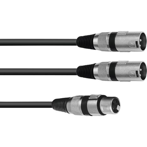 Omnitronic 30225203 XLR Cavo adattatore [1x Presa XLR 3 poli - 2x Spina XLR 3 poli] 0.50 m Nero
